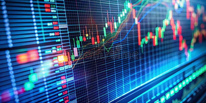 RealTime Stock Market Data Streaming on a Trading Monitor A Comprehensive Overview of Financial Data Visualization vector illustration