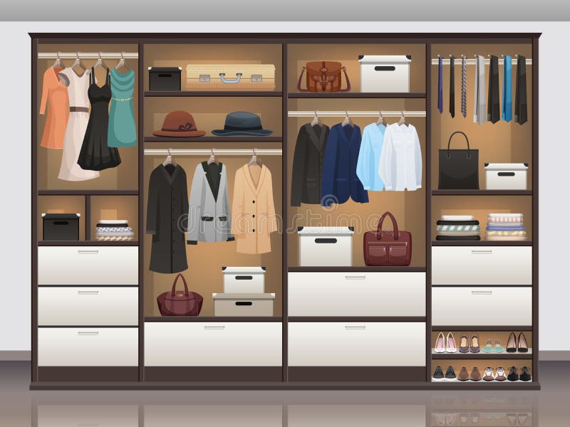 Realístico interior do armazenamento do vestuário