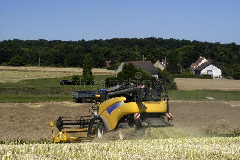Reaping-machine Threshing-machine with Work Stock Photo - Image of