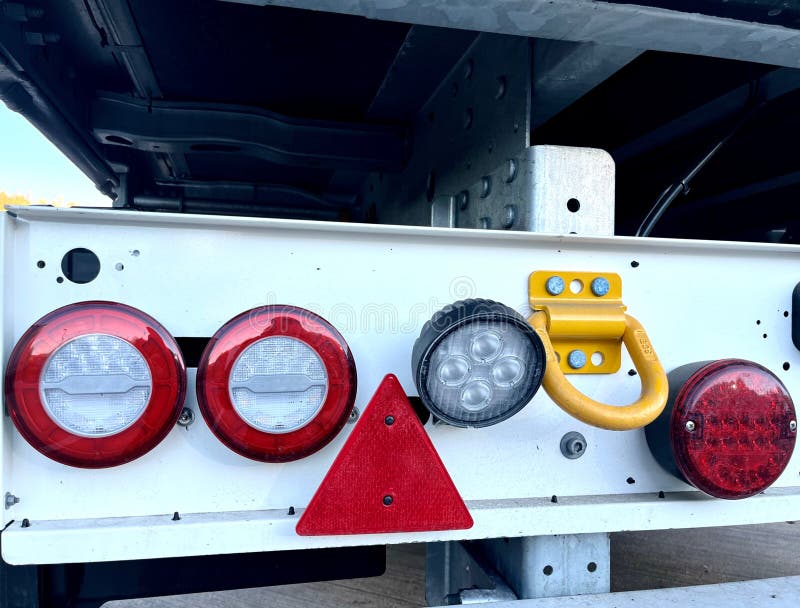 Rear Lights and Brake Lights on the Bumper of a Truck Stock Image