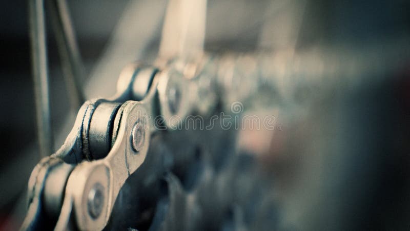 Rear mountain bike cassette on the wheel with chain royalty free stock image Rear mountain bike cassette on the wheel with chain royalty free stock image