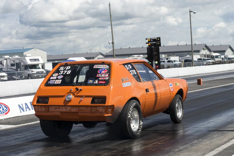 Amc gremlin at the starting line stock image