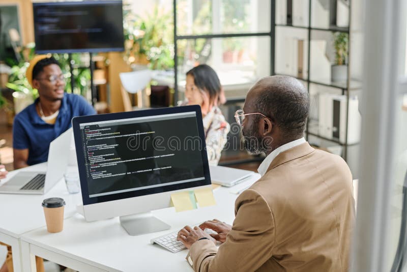 Programmer Writing Code on Computer Stock Image - Image of specialist ...