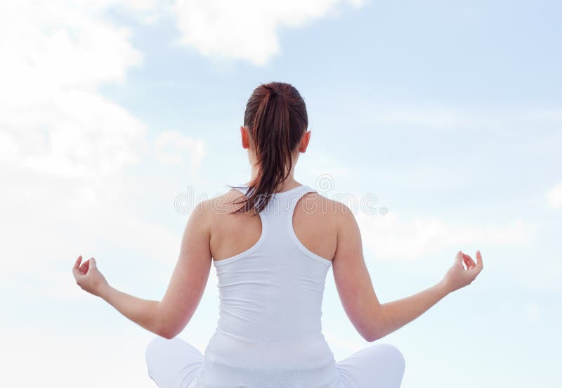 Rear View of an Attractive Woman Doing Yoga Stock Image Image of