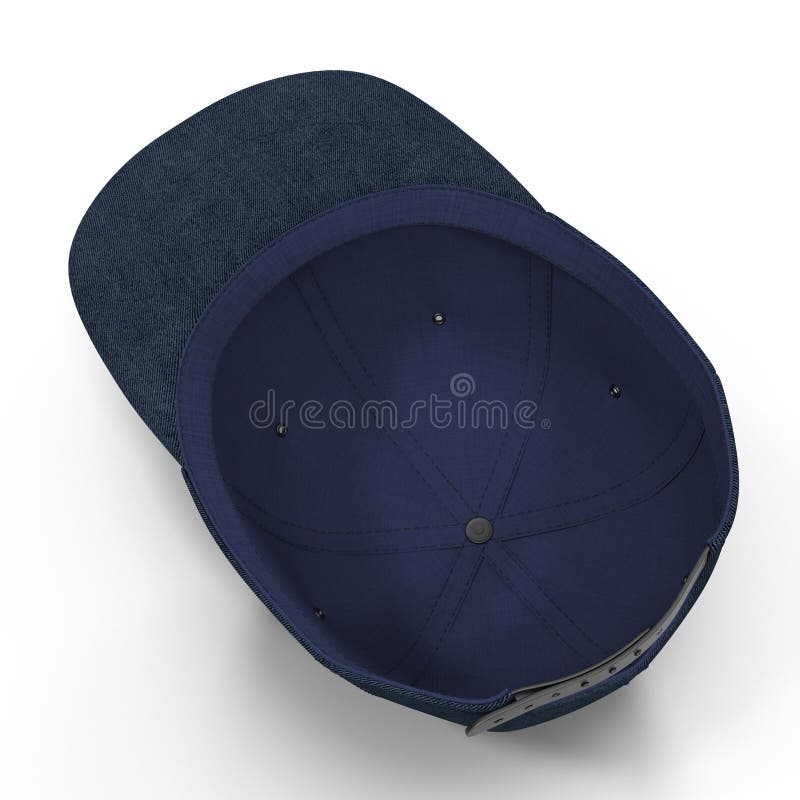 Rear View Blue Baseball Hat On White. 3D Illustration Stock