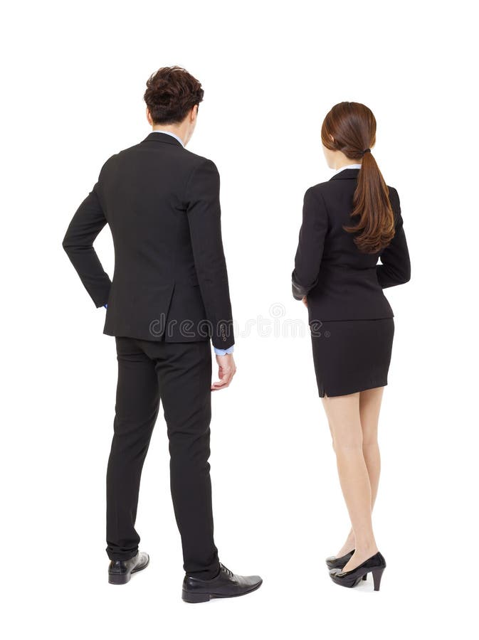 Rear view businessman and businesswoman stock photography