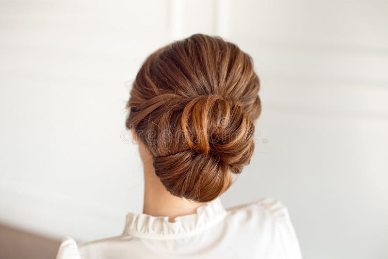 Rear View of Female Hairstyle Medium Bun with Dark Hair Stock Photo - Image of copy, face: 143126360 Rear View of Female Hairstyle Medium Bun with Dark Hair Stock Photo - Image of copy, face: 143126360