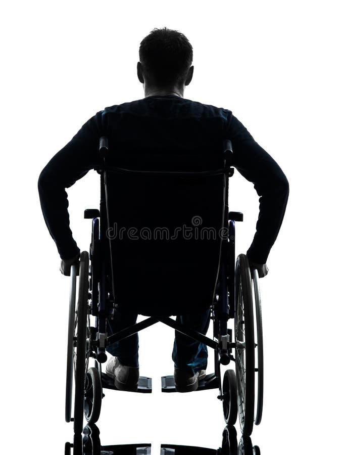 Rear View Handicapped Man In Wheelchair Silhouette Stock Photo Image