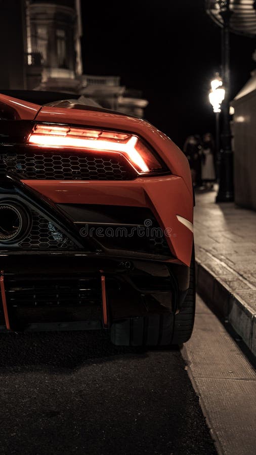 Rear View of a Luxury Car with Red Tail Lights Stock Image Image of