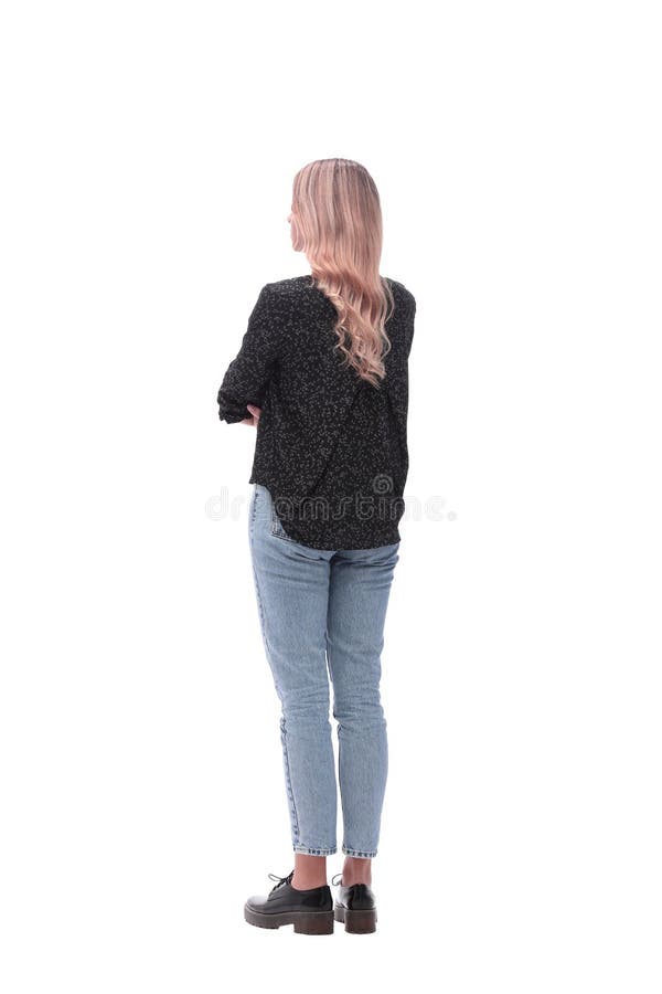 Rear view . modern young woman looking at copy space . royalty free stock photo Rear view . modern young woman looking at copy space . royalty free stock photo