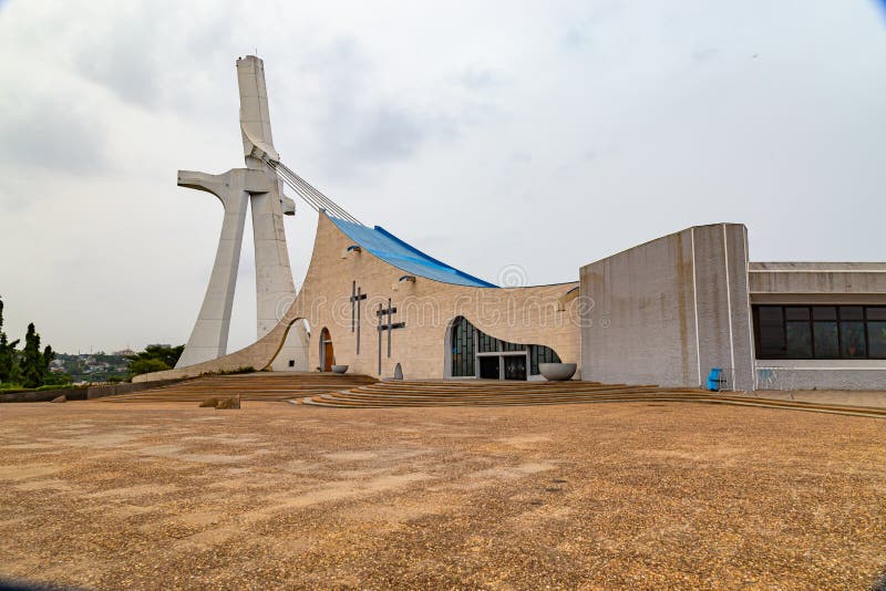 The rear view of St. Paul`s Catholic Cathedral Abidjan Ivory Coast.