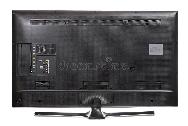 The rear view - backside - TV with empty connectors. Back of LCD television isolated on a white background. The rear view - backside - TV with empty connectors. Back of LCD television isolated on a white background.