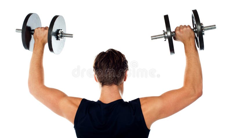 Rear view of a young male bodybuilder stock photography