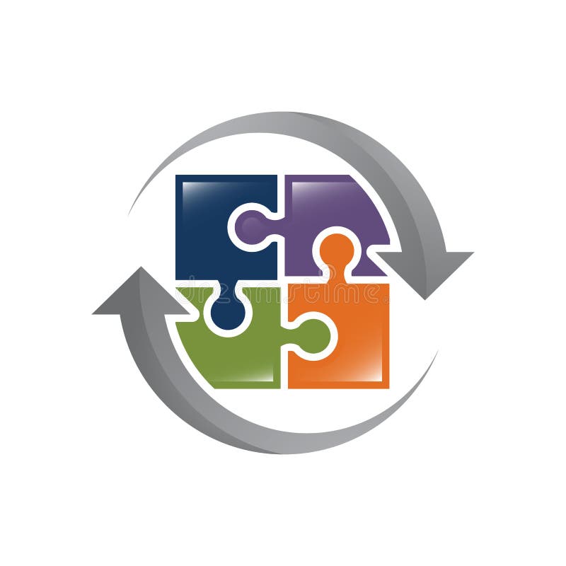 Rearanjarea unei părți a pictogramei vectorului de proiectare a siglei pentru puzzle stock illustration