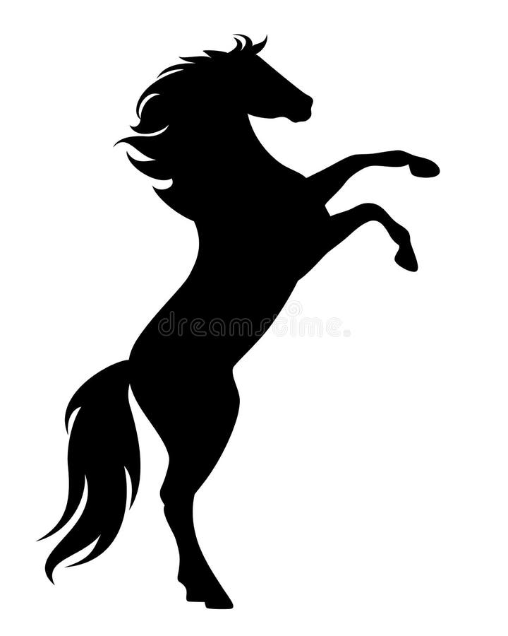 Rearing up black mustang horse vector silhouette