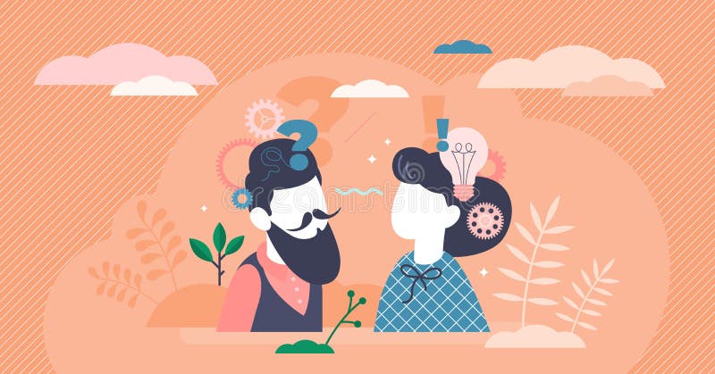 Reasoning couple decision making concept stock illustration