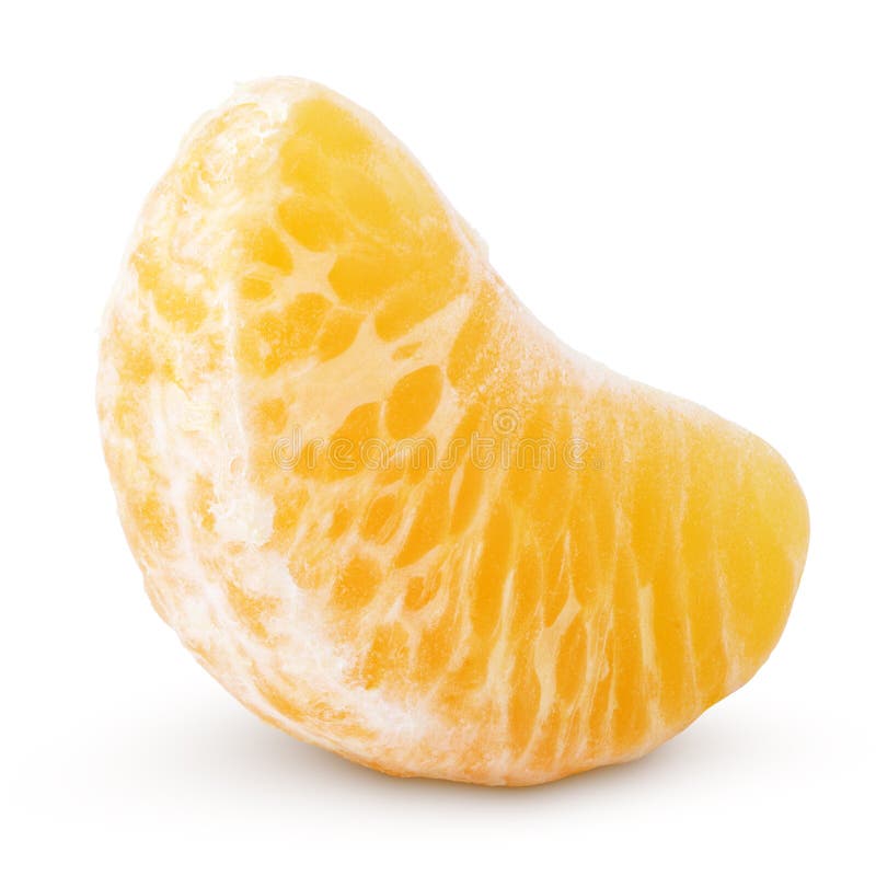 Slice of mandarin orange (tangerine) - citrus fruit isolated on white with clipping path. Slice of mandarin orange (tangerine) - citrus fruit isolated on white with clipping path