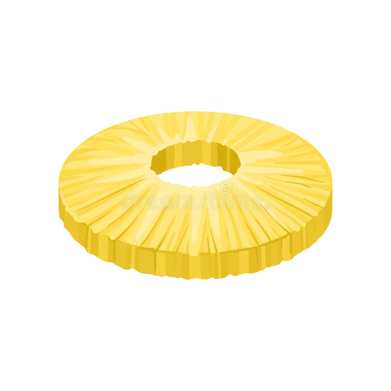 Rebanada pelada redonda de piña dulce Fruta tropical fresca y sabrosa Elemento plano detallado del vector para el jugo o el yogur stock de ilustración Rebanada pelada redonda de piña dulce Fruta tropical fresca y sabrosa Elemento plano detallado del vector para el jugo o el yogur stock de ilustración