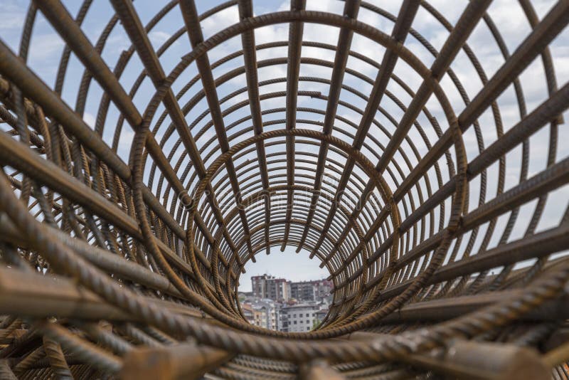 Rebar cage perspective stock image. Image of iron, construction 86288841