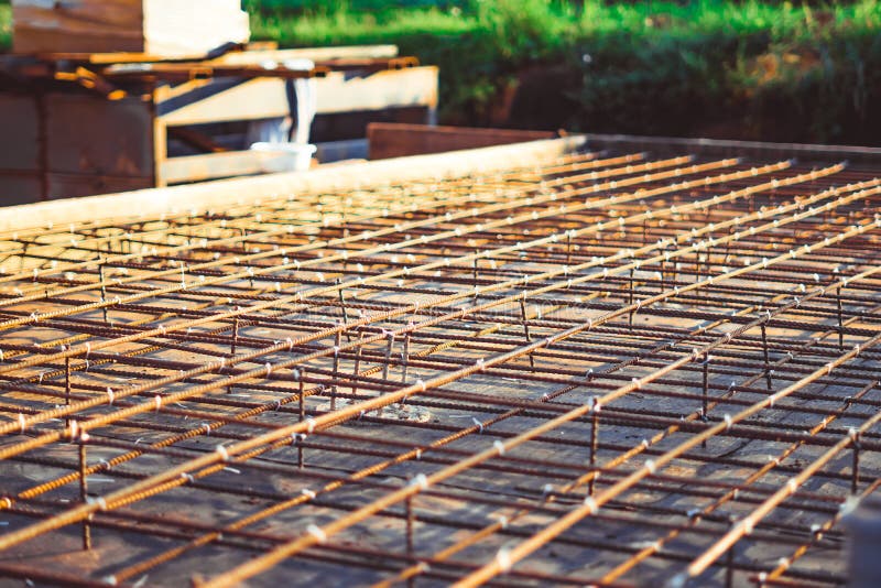 The Rebar in the Foundation Stock Photo Image of pattern, concrete