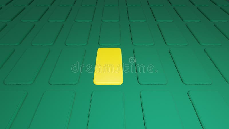 Rebondissement 3d du Smart Phone Smartphone CG téléphone intelligent jaune en arrière-plan vert rendu 3D illustration libre de droits Rebondissement 3d du Smart Phone Smartphone CG téléphone intelligent jaune en arrière-plan vert rendu 3D illustration libre de droits