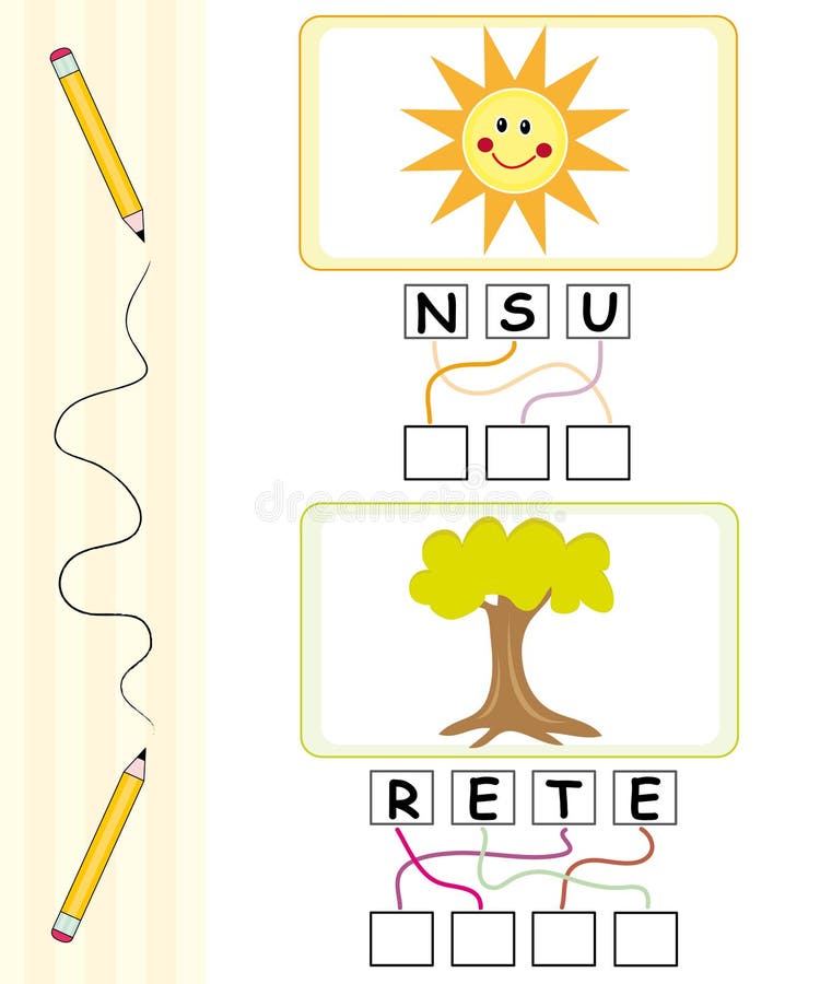 Rebus voor jonge geitjes - zon & boom stock illustratie Rebus voor jonge geitjes - zon & boom stock illustratie
