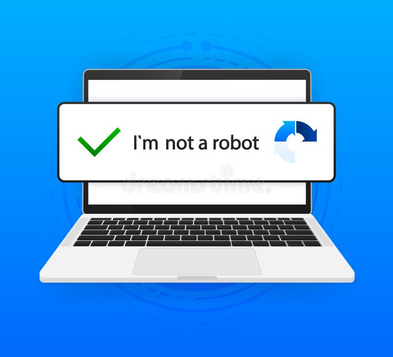Recaptcha, Im not a robot. Confirmed recaptcha. Im not a robot button. Internet safety concept. Banner for website or vector illustration