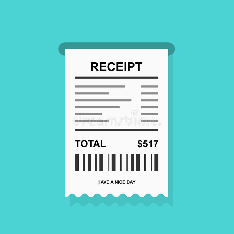 Receipt Simple Icon with Barcode Invoice Stock Vector Illustration