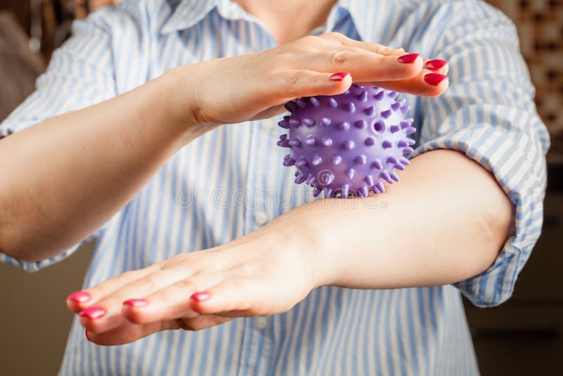 Receiving Back Massage With Stress Ball Stock Image Image Of Closed