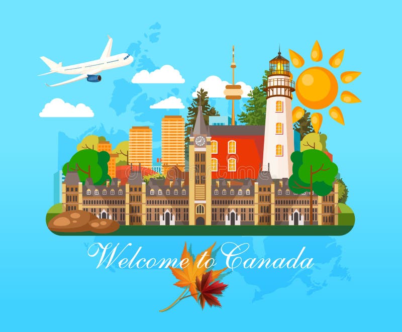 Recepción a Canadá postal Ejemplo canadiense del vector Estilo retro Postal del viaje ilustración del vector Recepción a Canadá postal Ejemplo canadiense del vector Estilo retro Postal del viaje ilustración del vector