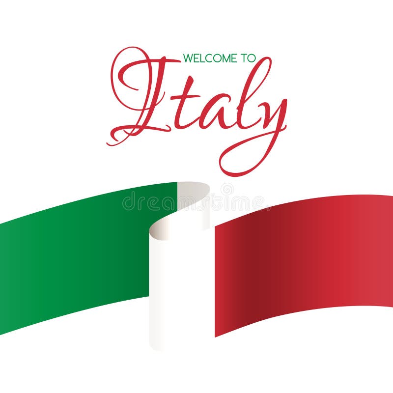 Recepción a Italia Tarjeta agradable del vector con la bandera de Italia libre illustration Recepción a Italia Tarjeta agradable del vector con la bandera de Italia libre illustration