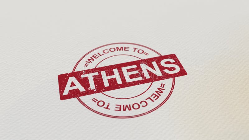 RECEPCIÓN a la impresión roja del sello de ATENAS en el papel representación 3d stock de ilustración RECEPCIÓN a la impresión roja del sello de ATENAS en el papel representación 3d stock de ilustración