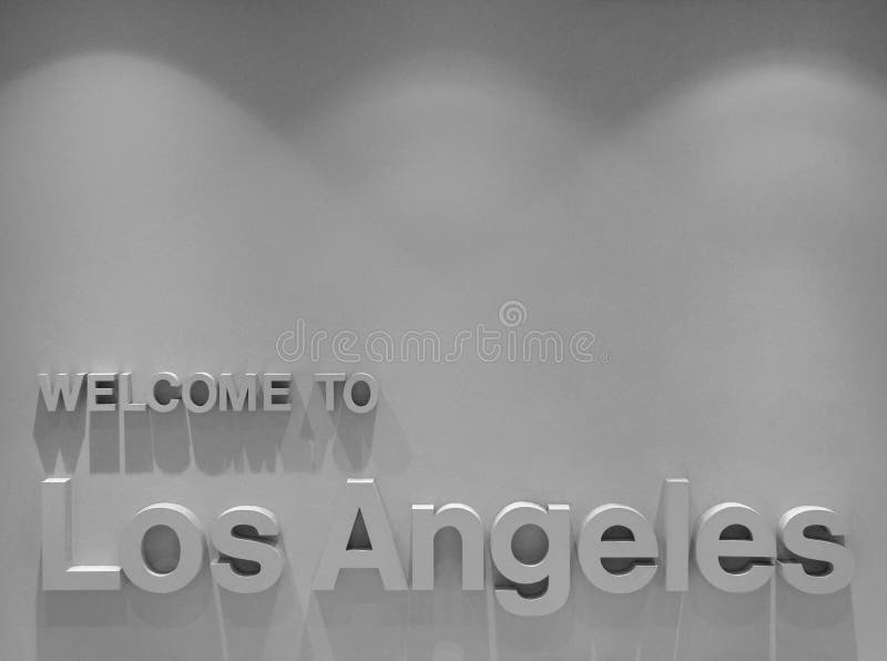 A welcome sign at the Los Angeles International Airport. A welcome sign at the Los Angeles International Airport.