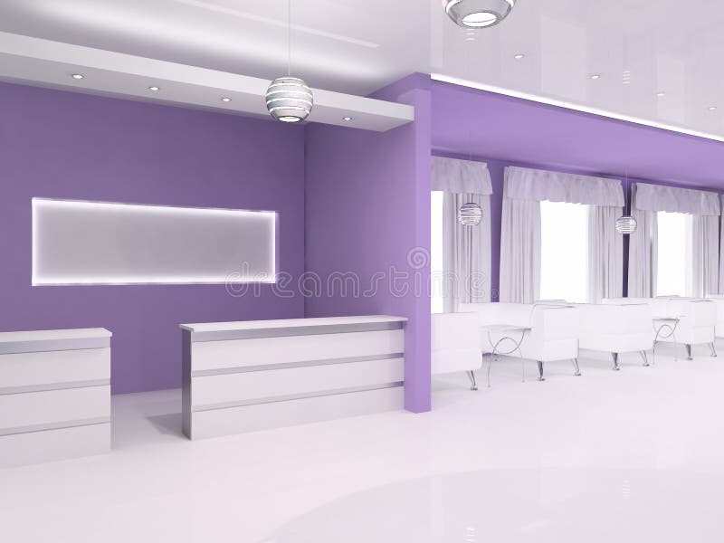 Reception hall interior with blank space vector illustration