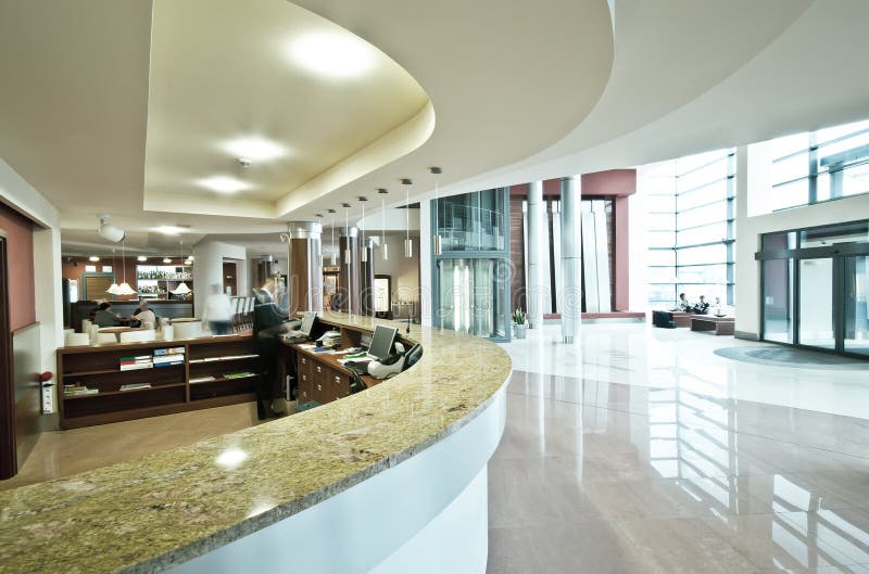 Reception moderna dell'hotel fotografie stock libere da diritti