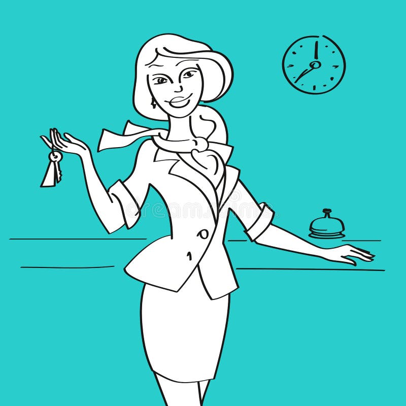 Receptionist in hotel con le chiavi royalty illustrazione gratis