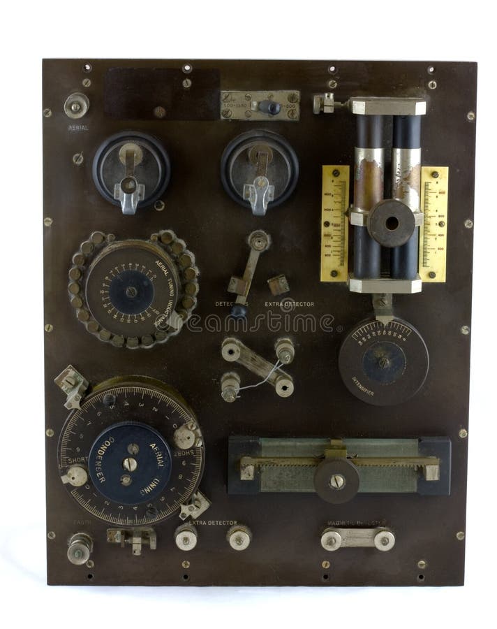 Receptor de rádio profissional de cristal antigo fotos de stock Receptor de rádio profissional de cristal antigo fotos de stock