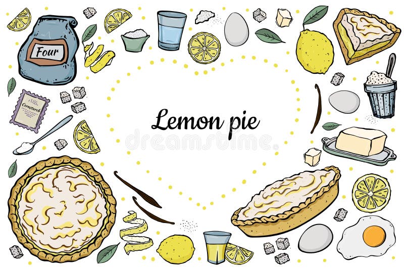 Recette ouverte de tarte de citron de coeur illustration stock Recette ouverte de tarte de citron de coeur illustration stock