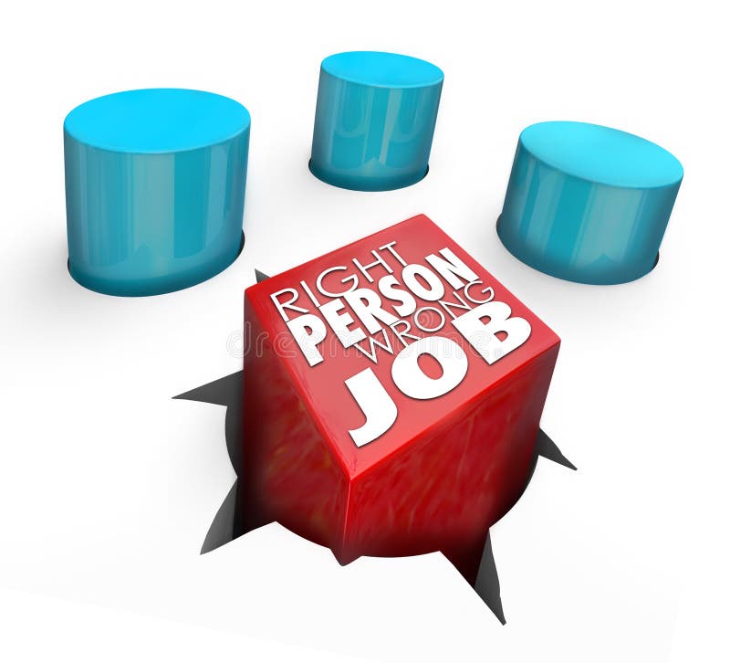 Rechtes rundes Loch-schlechte Miete Person Wrong Job Square Pegs stock abbildung Rechtes rundes Loch-schlechte Miete Person Wrong Job Square Pegs stock abbildung