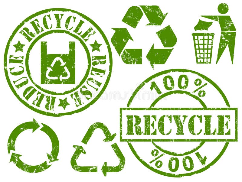 Carimbos de borracha para reciclagem ilustração royalty free