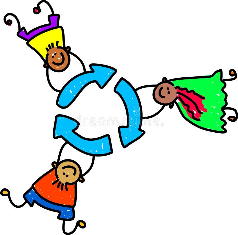 Recicl miúdos ilustração royalty free Recicl miúdos ilustração royalty free