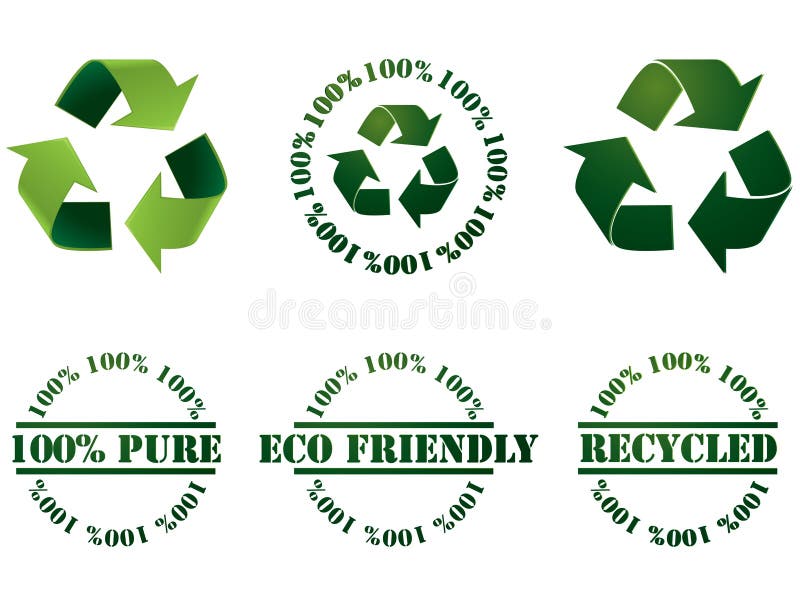 Símbolo de reciclagem e carimbos ilustração do vetor