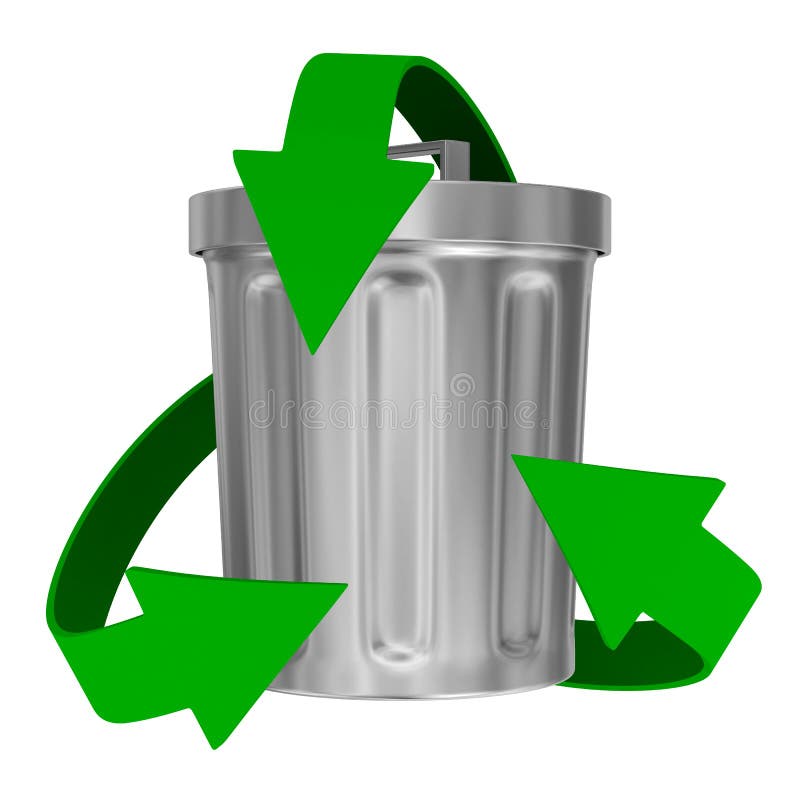 Reciclaje de flechas y de la cesta de la basura stock de ilustración