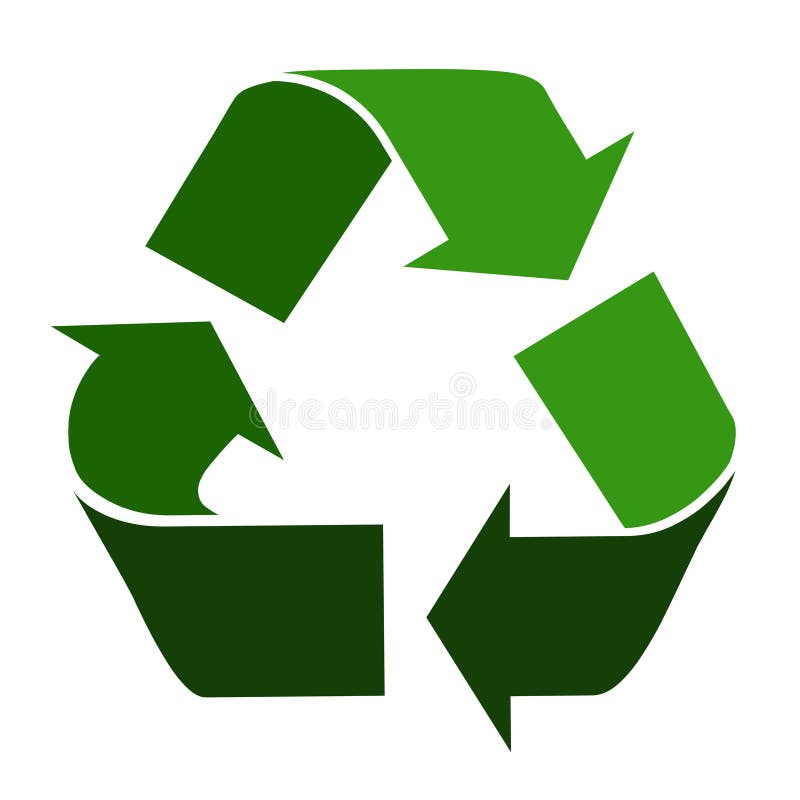 Three colours of green conceptual recycling symbol. Three colours of green conceptual recycling symbol