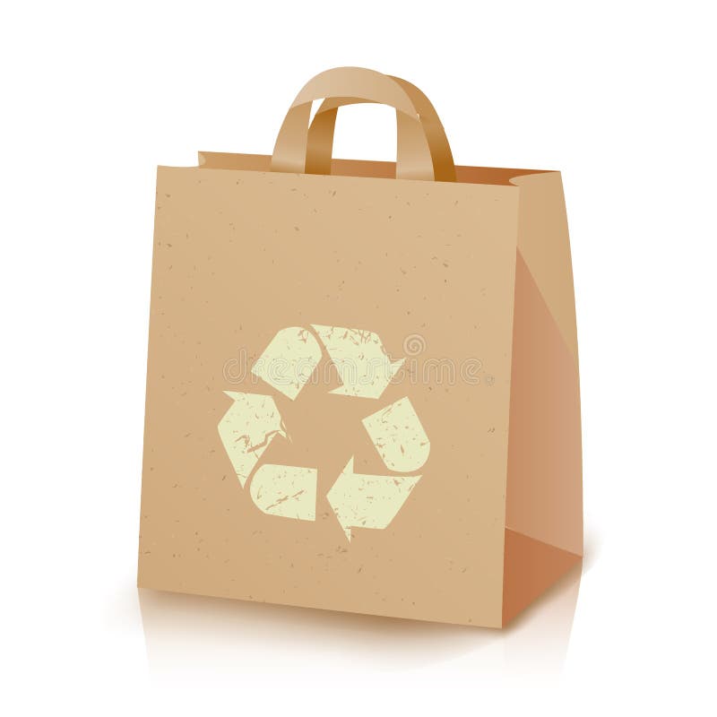 Reciclaje de vector del bolso Bolso de Kraft del almuerzo del papel de Brown con el reciclaje de símbolo Paquete ecológico del ar libre illustration Reciclaje de vector del bolso Bolso de Kraft del almuerzo del papel de Brown con el reciclaje de símbolo Paquete ecológico del ar libre illustration