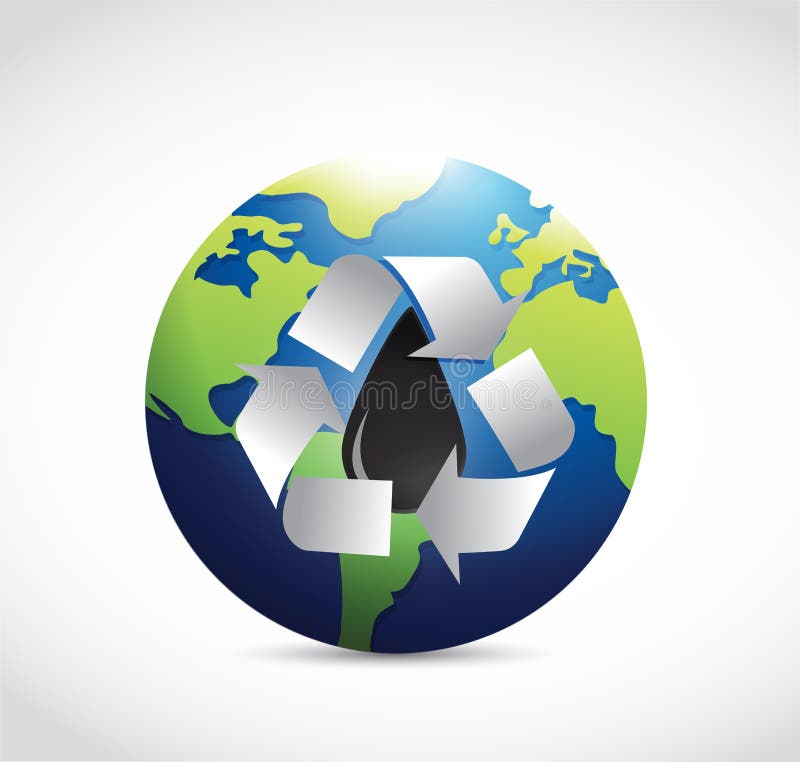 Recicle el ejemplo del aceite en el mundo entero stock de ilustración Recicle el ejemplo del aceite en el mundo entero stock de ilustración