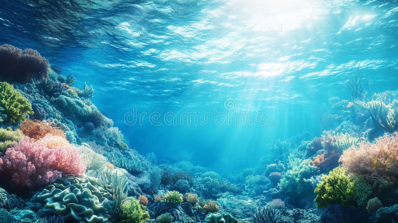Recife de coral vibrante sob ondas do sol. gerativo de ai ilustração royalty free