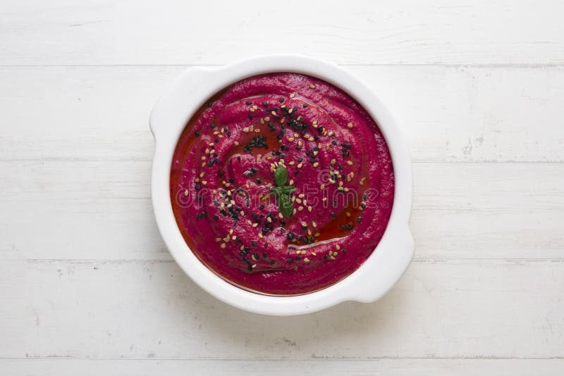 Beetroot Hummus is a Cream of Chickpeas Cooked with Lemon Juice, Which