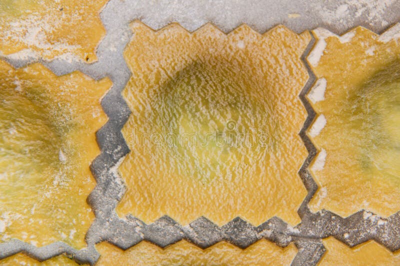 Recipe for Homemade Ravioli with Spinach and Ricotta Filling Stock