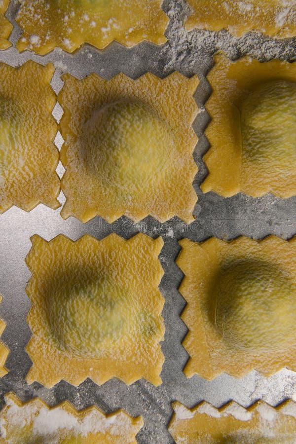 Recipe for Homemade Ravioli with Spinach and Ricotta Filling Stock